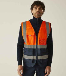 Regatta High Visibility Pro Executive Vest RG464 - RG464 Orange/Navy Model