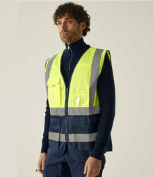 Regatta High Visibility Pro Executive Vest RG464 - RG464 Yellow/Navy Model