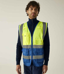 Regatta High Visibility Pro Executive Vest RG464 - RG464 Yellow/Royal Blue Model