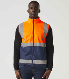 Regatta High Visibility Pro Full Zip Gilet RG469 - RG469 Orange/Navy Model