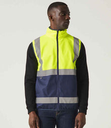 Regatta High Visibility Pro Full Zip Gilet RG469 - RG469 Yellow/Navy Model