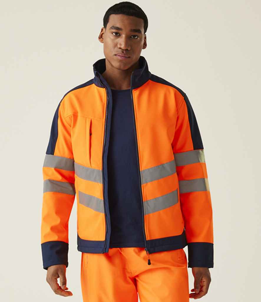 Regatta High Visibility Pro Soft Shell Jacket RG474 - RG474 Orange/Navy Model