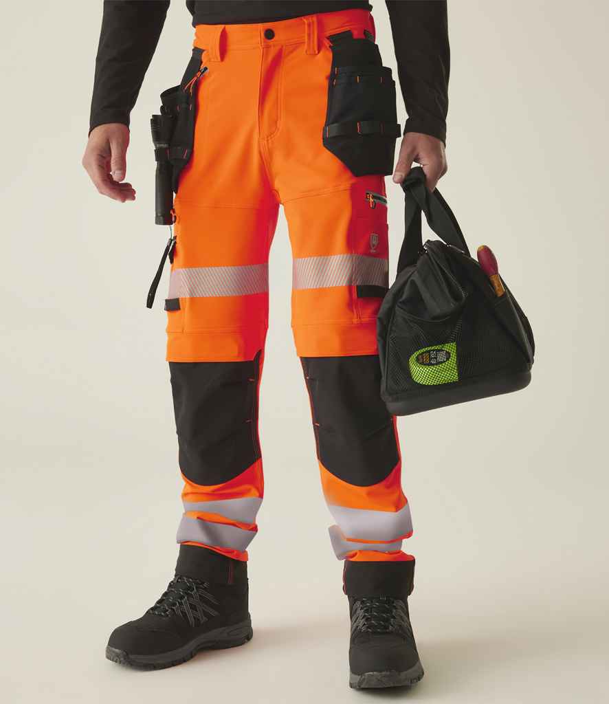 Regatta High Visibility Infiltrate Stretch Holster Trousers RG537 - RG537 Orange/Black Model
