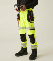 Regatta High Visibility Infiltrate Stretch Holster Trousers RG537 - RG537 Yellow/Black Model