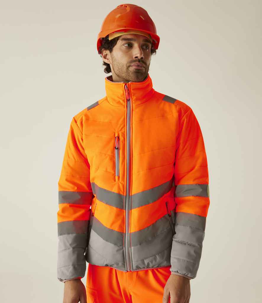 Regatta High Visibility Two Tone Thermal Baffle Jacket RG548 - RG548 Orange/Grey Model