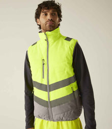 Regatta High Visibility Two Tone Thermal Baffle Bodywarmer RG549 - RG549 Yellow/Grey Model