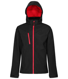 Regatta Venturer Three Layer Hooded Soft Shell Jacket RG635 - Black/Classic Red