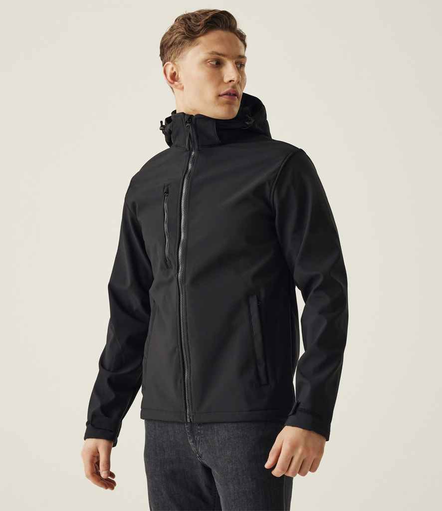 Regatta Venturer Three Layer Hooded Soft Shell Jacket RG635 - RG635 Black/Black Model