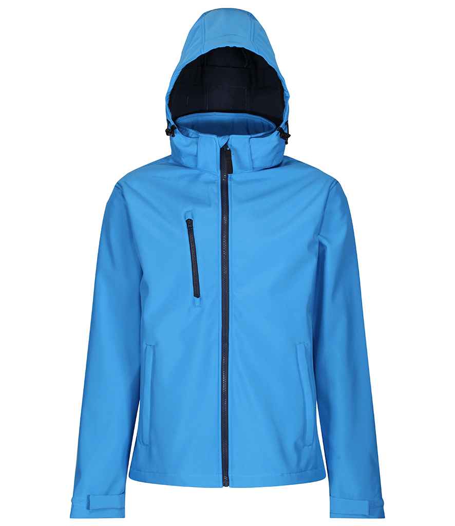 Regatta Venturer Three Layer Hooded Soft Shell Jacket RG635 - French Blue/Navy