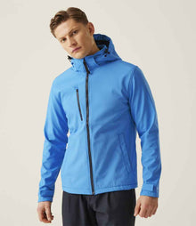 Regatta Venturer Three Layer Hooded Soft Shell Jacket RG635 - RG635 French Blue/Navy Model