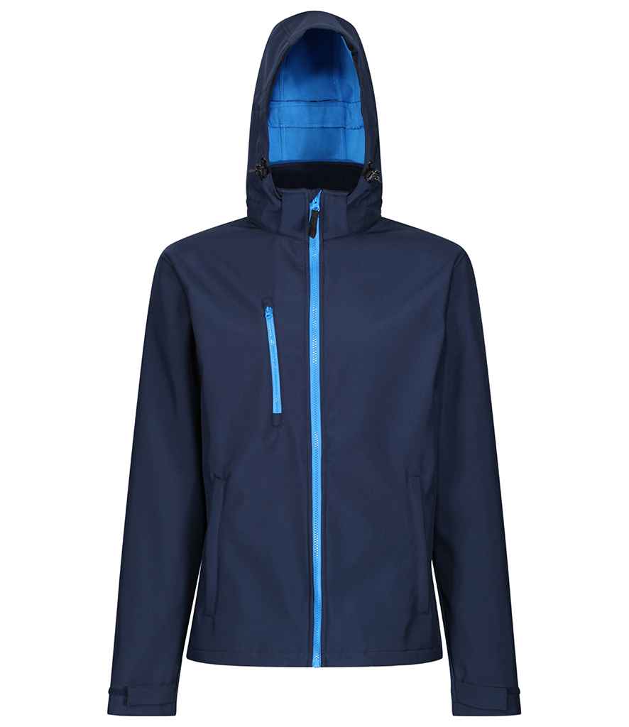 Regatta Venturer Three Layer Hooded Soft Shell Jacket RG635 - Navy/French Blue