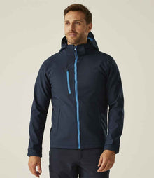 Regatta Venturer Three Layer Hooded Soft Shell Jacket RG635 - RG635 Navy/French Blue Model