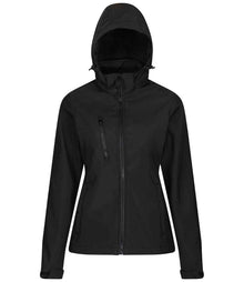Regatta Ladies Venturer Three Layer Hooded Soft Shell Jacket RG636 - Black/Black