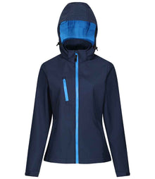 Regatta Ladies Venturer Three Layer Hooded Soft Shell Jacket RG636 - Navy/French Blue