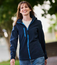 Regatta Ladies Venturer Three Layer Hooded Soft Shell Jacket RG636 - RG636 Navy/French Blue Model