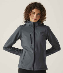 Regatta Ladies Venturer Three Layer Hooded Soft Shell Jacket RG636 - RG636 Seal Grey/Black Model