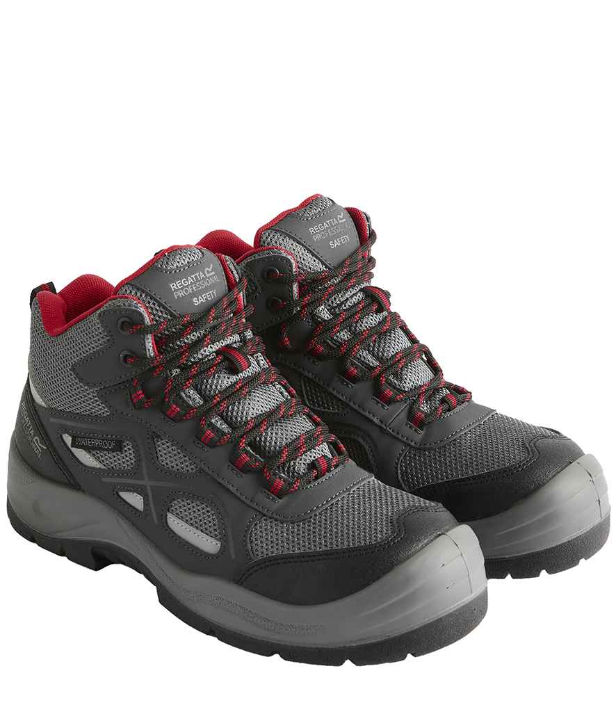 Regatta Safety Footwear Limestone Waterproof S6 Boots RG915 - Granite/Red