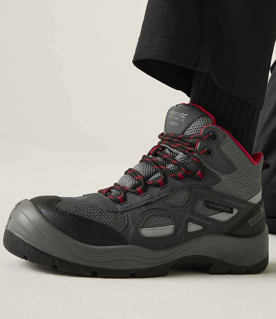 Regatta Safety Footwear Limestone Waterproof S6 Boots RG915 - RG915 Granite/Red Model
