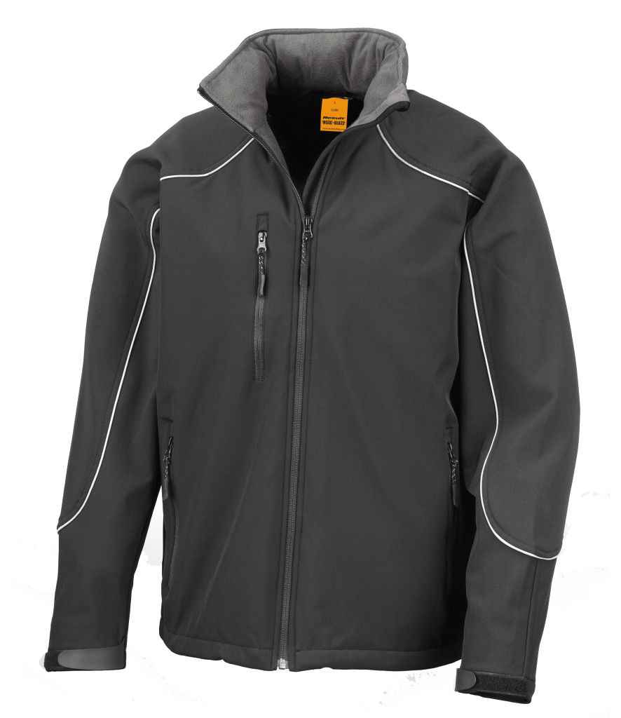 Result Work-Guard Hooded Soft Shell Jacket RS118 - Black/Black