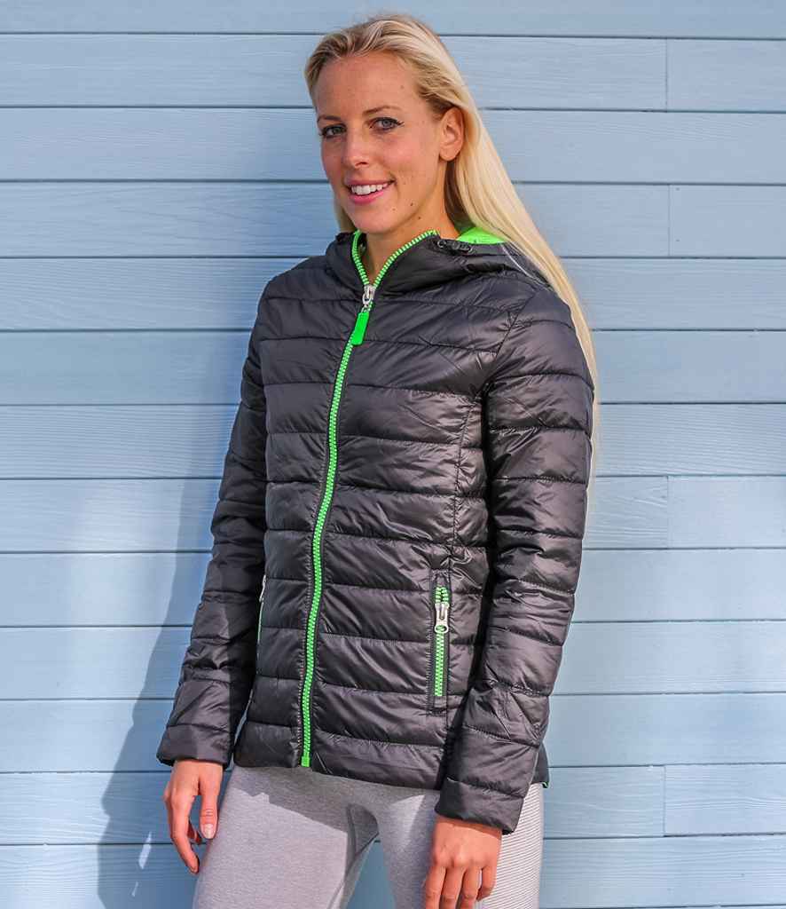 Result Urban Ladies Snow Bird Padded Jacket RS194F - RS194F Black/Lime Green Model