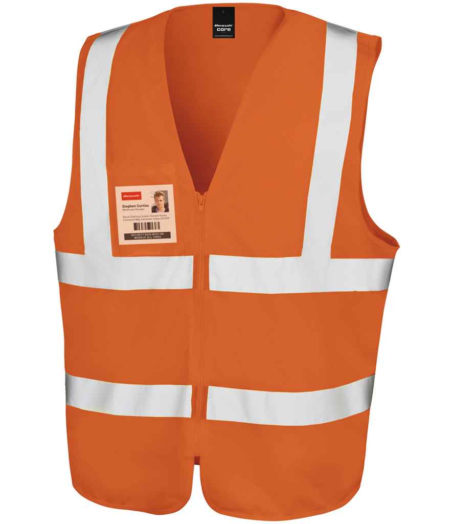Result Core Zip ID Safety Tabard RS202 - Fluorescent Orange