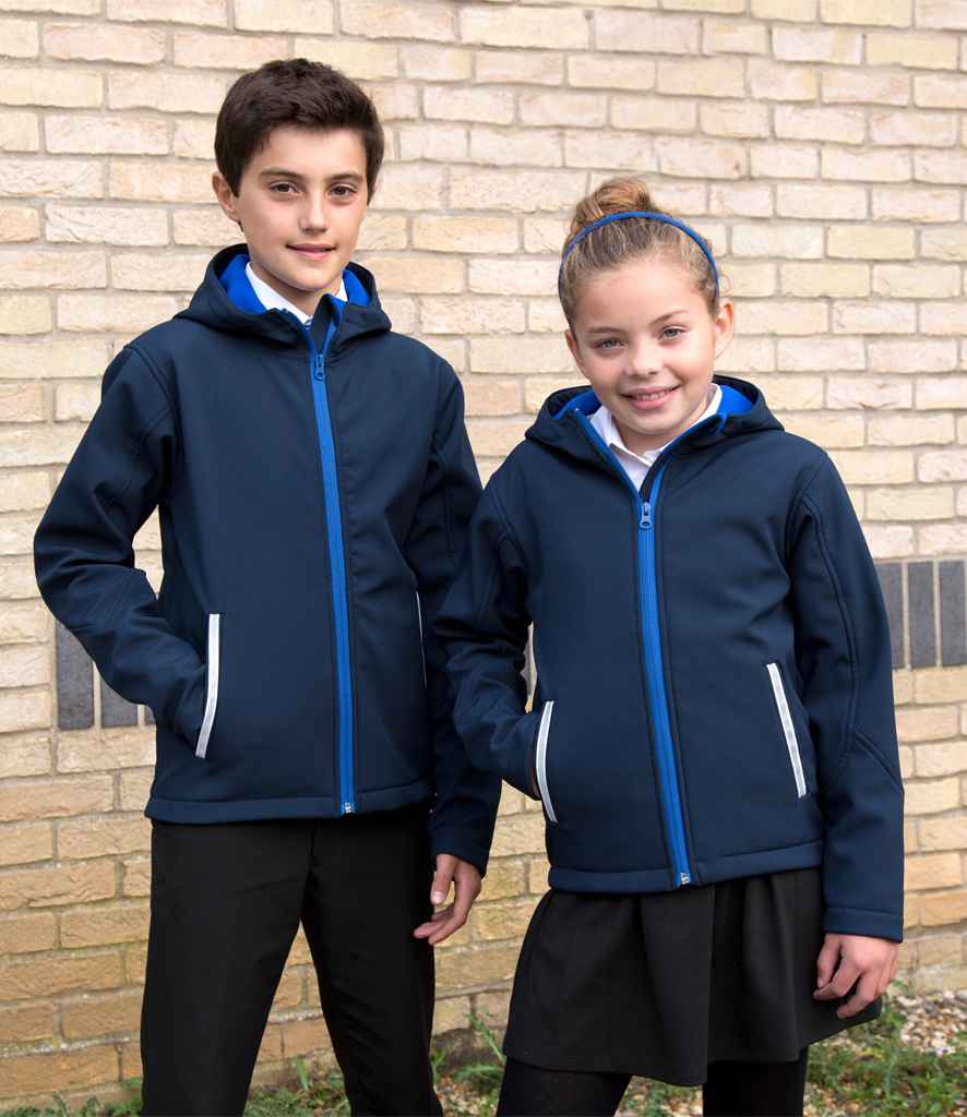 Result Core Kids TX Performance Hooded Soft Shell Jacket RS224B - RS224B Navy/Royal Blue Model