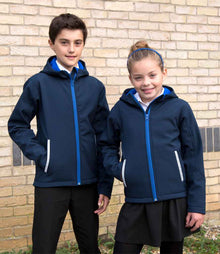 Result Core Kids TX Performance Hooded Soft Shell Jacket RS224B - RS224B Navy/Royal Blue Model