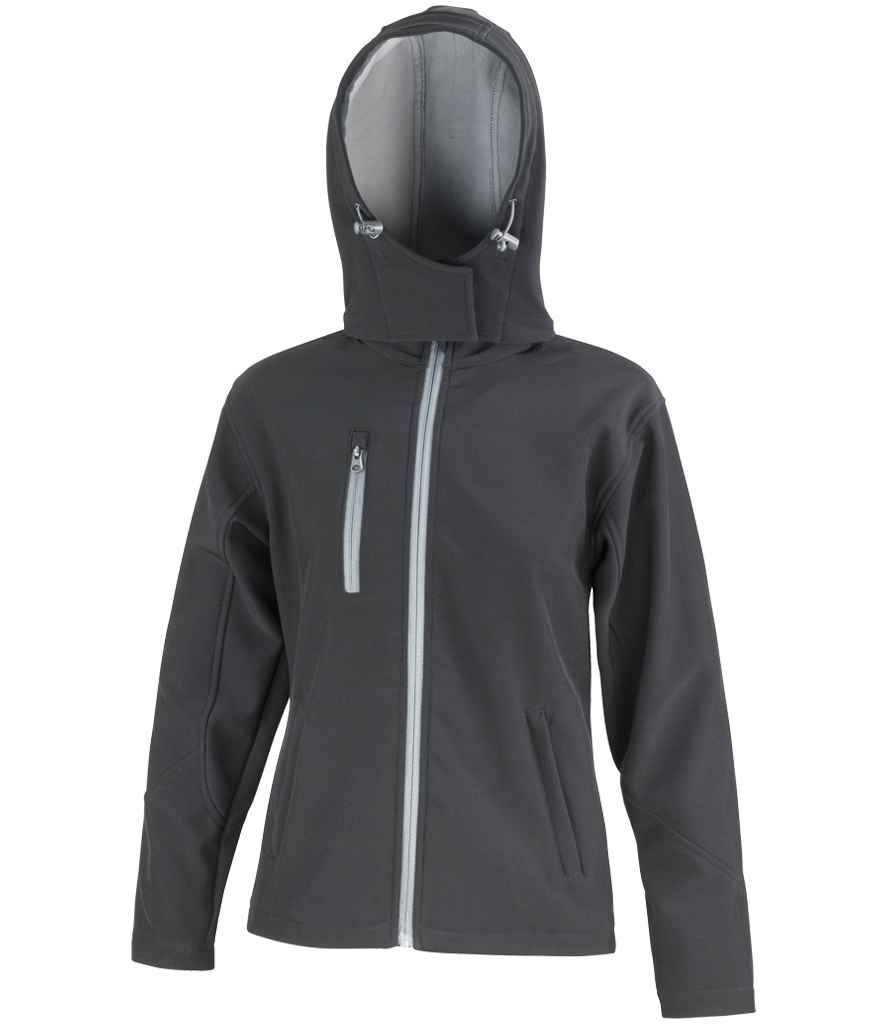 Result Core Ladies Hooded Soft Shell Jacket RS230F - Black/Grey