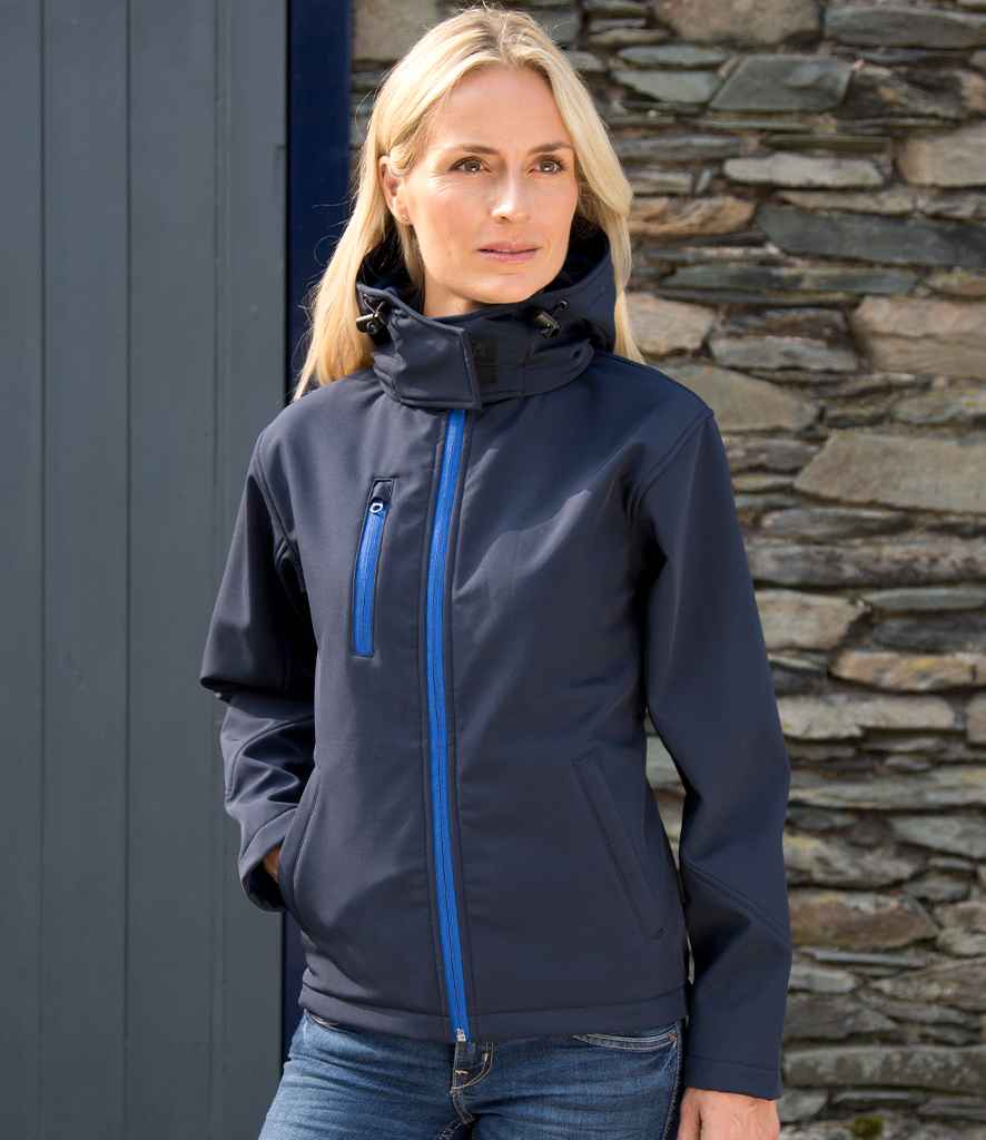 Result Core Ladies Hooded Soft Shell Jacket RS230F - RS230F Navy/Royal Blue Model