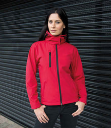 Result Core Ladies Hooded Soft Shell Jacket RS230F - RS230F Red/Black Model