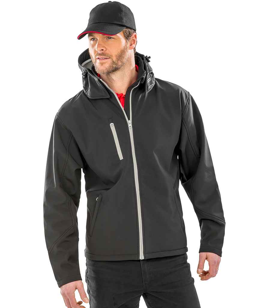 Result Core Hooded Soft Shell Jacket RS230M - RS230M Black/Grey Model