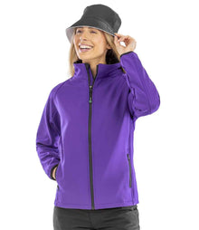 Result Core Ladies Printable Soft Shell Jacket RS231F - RS231F Purple/Black Model