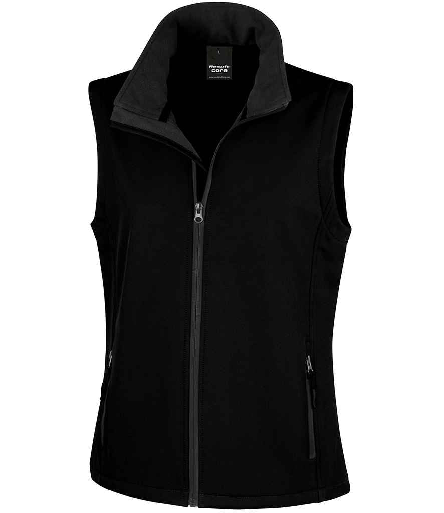Result Core Ladies Printable Soft Shell Bodywarmer RS232F - Black/Black