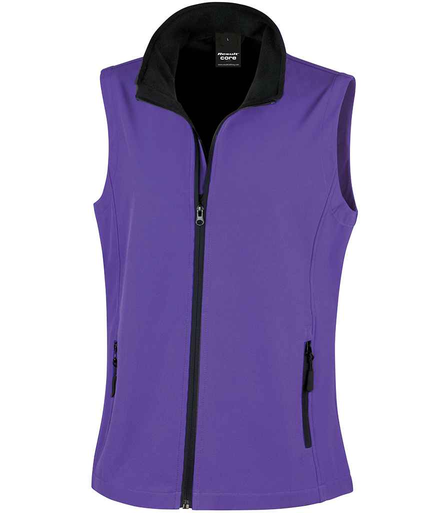 Result Core Ladies Printable Soft Shell Bodywarmer RS232F - Purple/Black