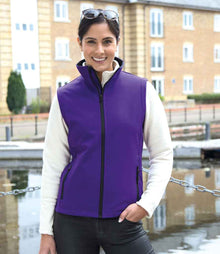 Result Core Ladies Printable Soft Shell Bodywarmer RS232F - RS232F Purple/Black Model