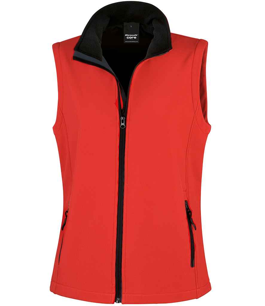 Result Core Ladies Printable Soft Shell Bodywarmer RS232F - Red/Black