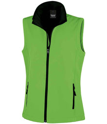 Result Core Ladies Printable Soft Shell Bodywarmer RS232F - Vivid Green/Black