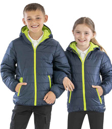 Result Core Kids Padded Jacket RS233B - RS233B Navy/Lime Green Model
