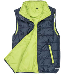 Result Core Kids Padded Bodywarmer RS234B - RS234B Navy/Lime Green Detail