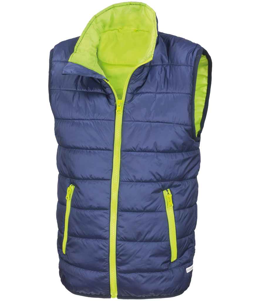 Result Core Kids Padded Bodywarmer RS234B - Navy/Lime Green
