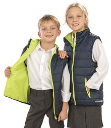 Result Core Kids Padded Bodywarmer RS234B - RS234B Navy/Lime Green Model