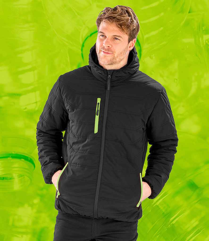 Result Recycled Compass Padded Winter Jacket RS240 - RS240 Black/Lime Green Model