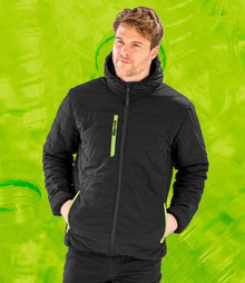 Result Recycled Compass Padded Winter Jacket RS240 - RS240 Black/Lime Green Model