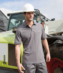 Result Work-Guard Apex Pocket Piqué Polo Shirt RS312 - RS312 Workguard Grey Model