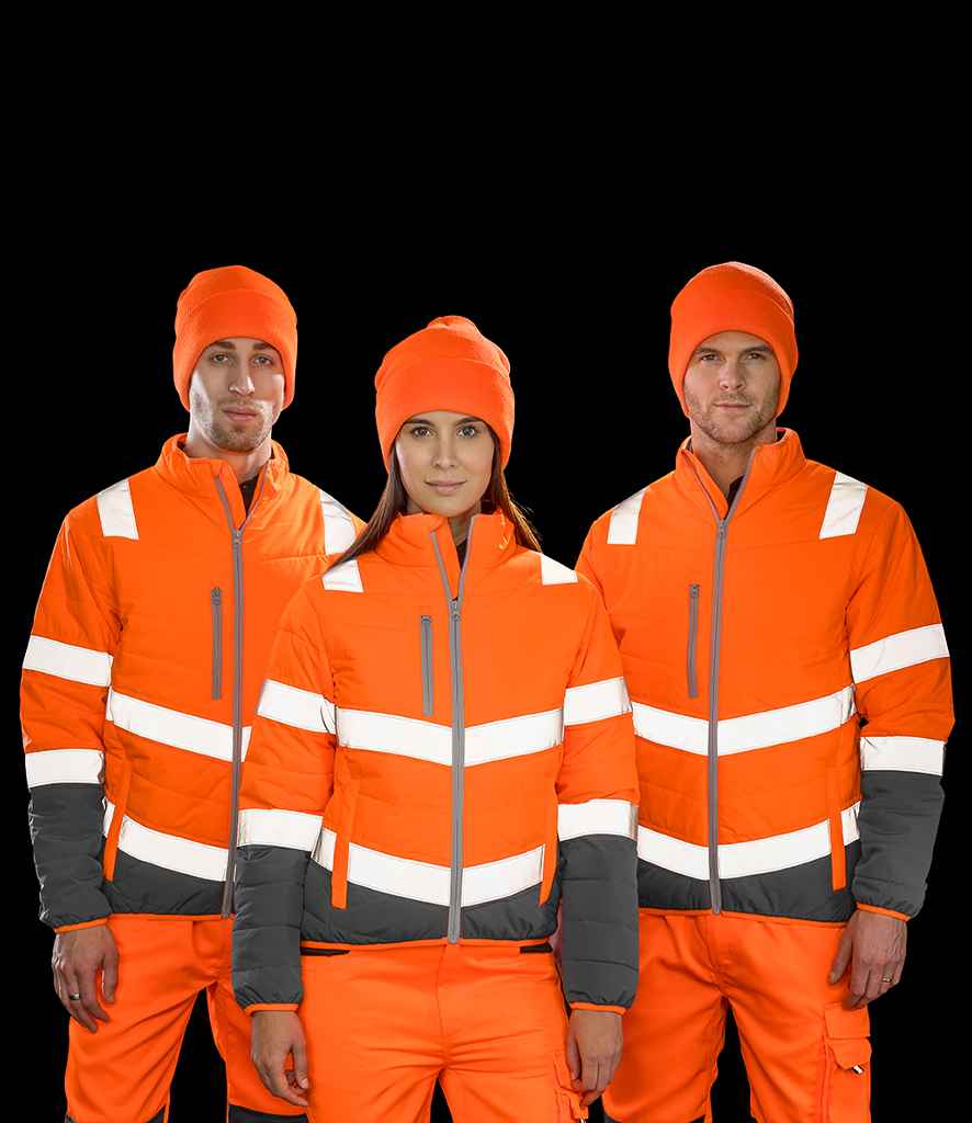 Result Safe-Guard Ladies Soft Safety Jacket RS325F - RS325F Fluorescent Orange/Grey Model