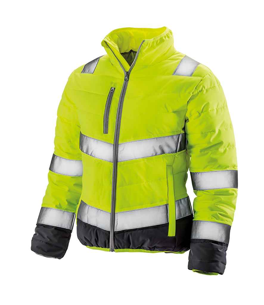 Result Safe-Guard Ladies Soft Safety Jacket RS325F - Fluorescent Yellow/Grey