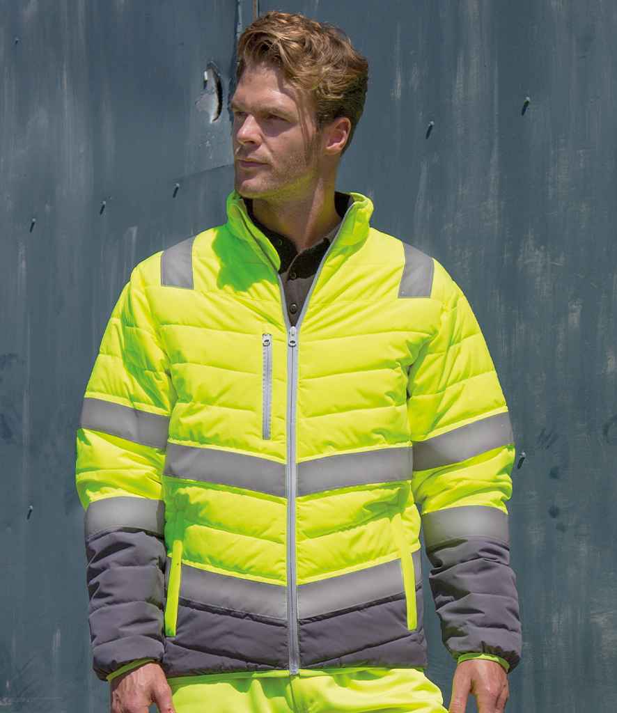 Result Safe-Guard Soft Safety Jacket RS325M - RS325M Fluorescent Yellow/Grey Model