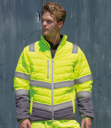 Result Safe-Guard Soft Safety Jacket RS325M - RS325M Fluorescent Yellow/Grey Model