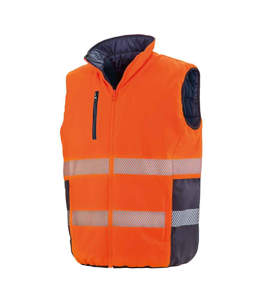 Result Safe-Guard Reversible Soft Padded Gilet RS332 - Fluorescent Orange/Navy