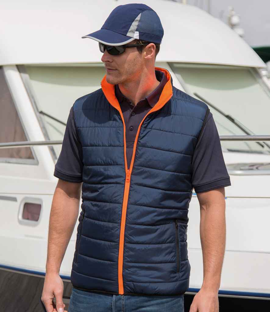 Result Safe-Guard Reversible Soft Padded Gilet RS332 - RS332 Fluorescent Orange/Navy Model
